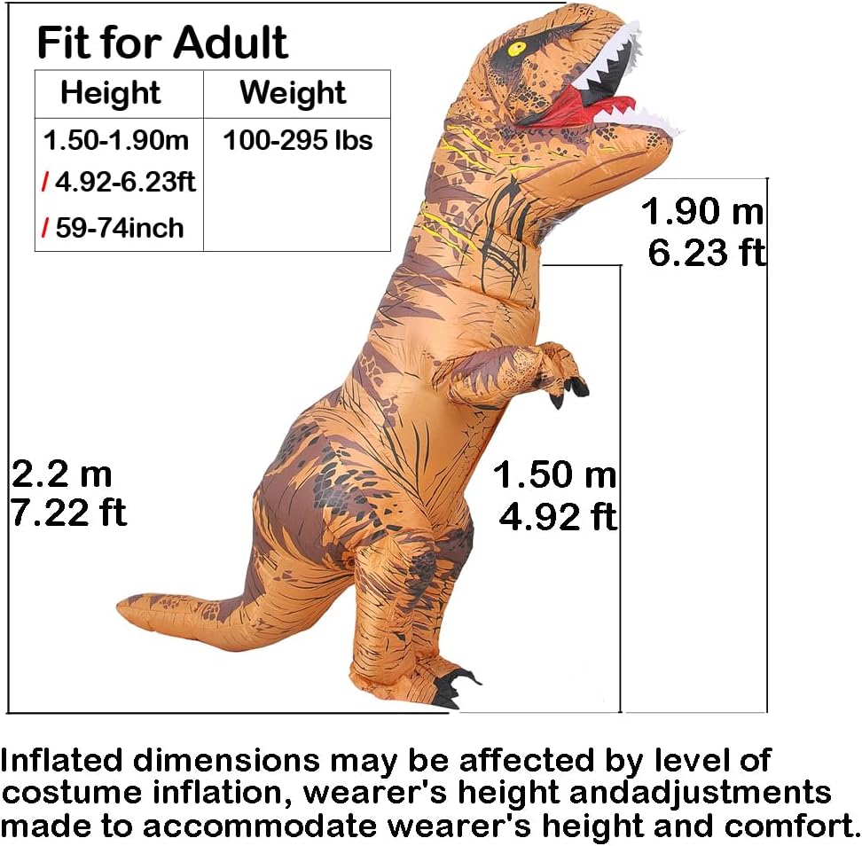 Size L 1010 RHYTHMARTS Inflatable Costume Dinosaur Inflatable Costumes T-rex Costumes Fancy Dress Halloween Costume Adult Costume